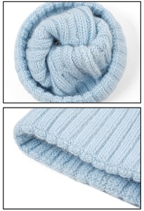 SPARKWELL INDUSTRY Unisex Knitted <b>Beanie</b> Hat Solid Color Light <b>Blue</b> 100% Acrylic Winter Warm Casual Adult 48-50cm Handmade Style - Product Image 5
