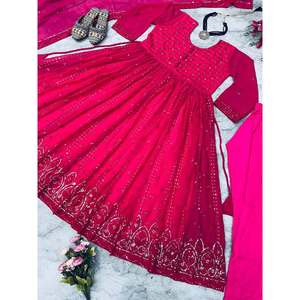 VESTIDO DE TRABAJO BORDADO DE GEORGETTE A LA MODA CON DUPATTA ROSA - Product Image 2