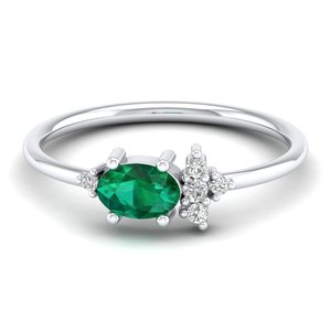Bague REYES au design intemporel en or massif 14 carats avec moissanite certifiée GRA, taille ovale, 0,5 carat, émeraude, bijoux fins exclusifs - Product Image 1