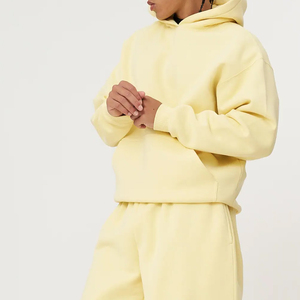 Sweat-shirt à capuche en molleton de coton jaune pour homme, coupe classique, décontracté, avec poche avant, pour l'hiver, service OEM, respirant - Product Image 4