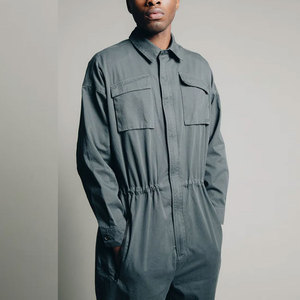 Men's Customized Color & Logo Long Sleeve <b>Jumpsuit</b> Chest <b>Pockets</b> Classic Workwear Style Full Length Coverall OEM Customizable - Product Image 5