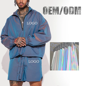 Ensemble de survêtement bleu pour homme, coupe ample, couleur unie, séchage rapide, short streetwear avec cordon de serrage et logo frontal - Product Image 5