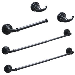 Set di 4 Accessori per Bagno Neri, Portasciugamani Regolabile da 24 Pollici, Accessori di Qualità per il Tuo Spazio - Product Image 2