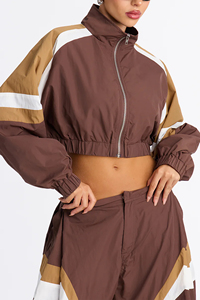 Conjunto Cortavientos Casual Estampado para Mujer, Top Corto y Chaqueta con Cintura Elástica, Diseño 2 en 1, Nueva Llegada - Product Image 6
