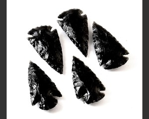 Black Obsidian Arrowhead <b>Set</b> Natural Volcanic Glass Handcrafted Stone Home Decor Decorative <b>Crystal</b> Points Display - Product Image 1