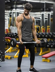 Débardeur Stringer Homme pour Musculation et Gym, Gris chiné, Dos en Y, Séchage rapide, Vente en gros, Personnalisable - Product Image 3