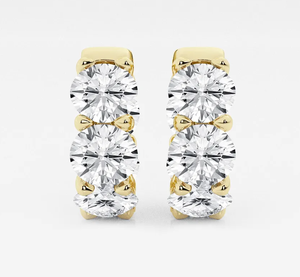 <b>Hoops</b> Earrings Diamond Earrings Gold and <b>Silver</b> Earrings Lab Grown Diamonds Earrings <b>Hoops</b> Fine Jewelry for Women - Product Image 2