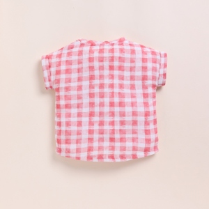 Premium Quality Organic <b>Muslin</b> Oversized Tees Pink Checks Print <b>Baby</b> Shirts & Tops - Product Image 2