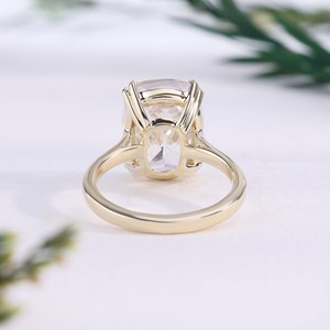 <b>Cushion</b> Cut Lab Grown Yellow Gold Solitaire <b>Ring</b> Giant Double Prong Cathedral Engagement Bridal <b>Wedding</b> Fine Jewelry Gift Women - Product Image 3