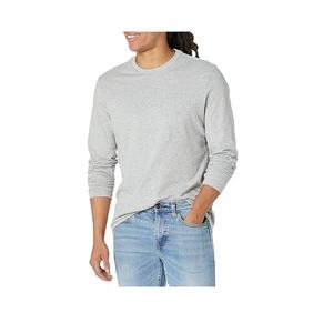 เสื้อคอตตอนแขนยาวของผู้ชายเสื้อยืดสีล้วนสำหรับผู้ชายผ้าคอตตอน100% ล้วน - Product Image 1