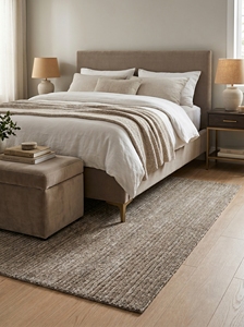 Tibbati Handmade Solid Texture Rug | Contemporary Taupe Wool <b>Carpet</b> for Modern Interiors - Product Image 2