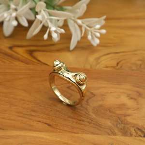 Vintage Style Gold <b>Statement</b> <b>Ring</b>, Abstract Dome Minimalist Artisan Sculptural Jewelry, Modern Organic Gift - Product Image 2