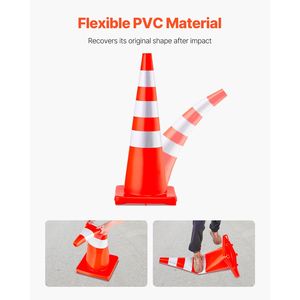 6 Coni Stradali di Sicurezza da 36 Pollici in PVC Arancione con Collari Riflettenti e Base Pesante in PE, Utilizzabili per Cantieri e Traffico - Product Image 4