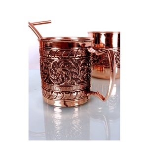 Verres à bière et verres à cocktail en cuivre gaufré de luxe |   Ensemble cadeau de vaisselle en cuivre vintage artisanal - Product Image 1