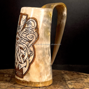 Mug à bière Viking en corne de buffle polie, fait main, écologique, de qualité supérieure, 500 ml, cadeau de fête, couleur personnalisée, CIQ - Product Image 2