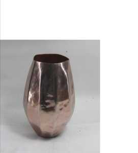 Vase en cuivre martelé artisanal, pot à fleurs angulaire à facettes, décoration de table de luxe pour la maison, l'hôtel, le salon, centre de table, urne - Product Image 2