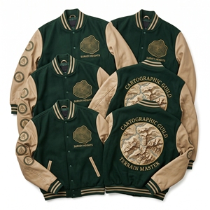 Chaqueta universitaria al por mayor, color gris carbón, cuerpo de lana, mangas de cuero color canela, diseño de esfera celestial, medición orbital, abrigo Letterman de astronomía - Product Image 6