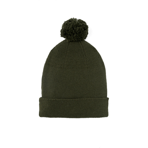 Bonnet unisexe en coton tricoté vert sauge avec pompon, couleur unie, style mignon et décontracté, respirant, pour bébé et tout-petit, idéal pour l'hiver - Product Image 3