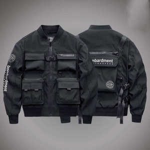 Men's Techwear <b>Jacket</b> Tactical Multi-Pocket Bomber Streetwear Windbreaker Cargo Hip Hop Functional <b>Punk</b> Style Utility Outwear - Product Image 1