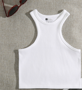 Women's Orange Halter Knitted <b>Crop</b> <b>Top</b> Solid Color Sleeveless Tank <b>Top</b> Casual Style - Product Image 4