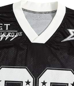 T-shirt en jersey pour femme, coupe oversize, avec motif numérique, style streetwear Y2K, hauts pour sorties, tenue décontractée, maillot de rugby et de football - Product Image 4