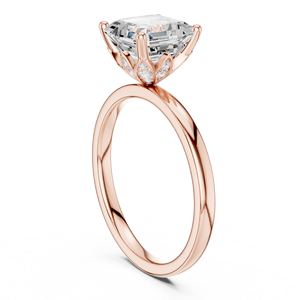 แหวนเพชรทรง Asscher แบบฝังหนามเตย สไตล์เรียบหรู วัสดุเพชรเพาะเลี้ยง  มีจำหน่ายในทองคำแท้ 14k สีโรสโกลด์ ขายส่งเครื่องประดับ - Product Image 3