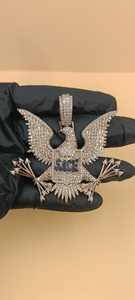 Colgante de Plata de Ley 925 con Diamantes de Moissanita Iced Out, Diseño Águila Americana y Armas, Estilo Hip Hop para Hombre, Joyería de Moda para Raperos - Product Image 4