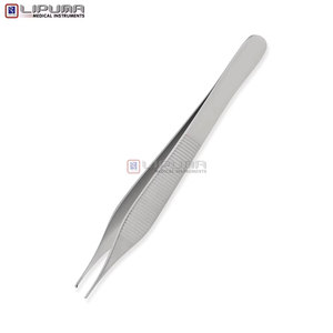 Pinzas de microcirugía 1x2 dientes, micro Adson para tejido, puntas rectas, mango plano, acero inoxidable, instrumentos médicos - Product Image 6
