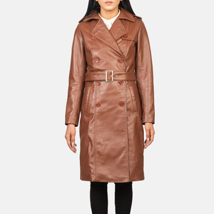 Women's Leather Coat Slim Leather Jacket Coat Long Sleeve Solid Collar Belt Ladies Motorcycle Clothing Fashion Coat - Product Image 1