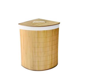 Panier à linge d'angle en bambou, boîte de rangement ronde, accessoires de maison, organisateurs, grands ensembles de salle de bain - Product Image 1