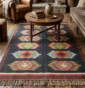 Hallway Entryway Wool Jute <b>Runner</b> <b>Rug</b> Handmade Boho Tribal Geometric Kilim Area Carpet Rustic Home Floor Decor Accent - Product Image 1