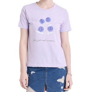 T-shirts pour femmes à col rond, en coton peigné lourd de 180 grammes, 100% coton, décontractés, à manches courtes, pour l'été, avec logo personnalisé numérique, de haute qualité - Product Image 1