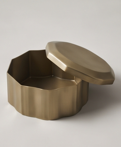 Caja octogonal dorada premium para frutos secos y dátiles, lata de metal acanalada para almacenamiento, contenedor de alimentos de diseño para regalos corporativos de lujo. - Product Image 3