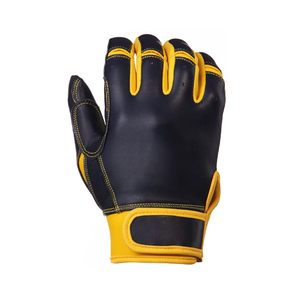 Guante de Bateo de Cuero Negro y Amarillo WARPRO INDUSTRY, Cierre de Gancho y Bucle para Mano Izquierda, Ligero, Cómodo, Equipo de Entrenamiento Unisex - Product Image 2