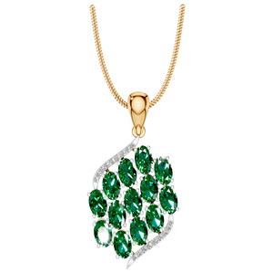 Bijoux fins de luxe pour femmes 14K/18K taille ovale émeraude naturelle pendentif multi-pierres or blanc solide Rose jaune vert pierre précieuse - Product Image 1