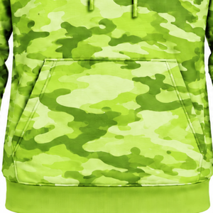 Sweat à capuche camouflage vert lime pour homme, imprimé camouflage personnalisé, poche kangourou, cordon de serrage, style décontracté, streetwear athlétique - Product Image 5