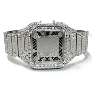 Custom Size Two-tone Silver Automatic <b>Mechanical</b> <b>Watch</b> IcedOut Diamond Glass Stainless Steel Hip Hop Luxury Fashion Unisex 25mm - Product Image 1