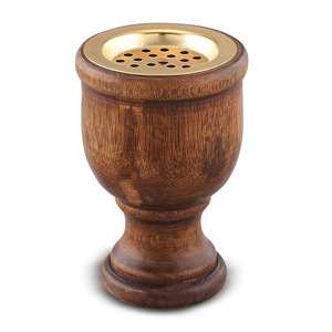 Wooden Cup Bakhoor Burner Handcrafted Goblet Design With Removable Gold <b>Top</b> Tray. Traditional Arabian Incense Holder For Home - Product Image 1
