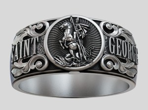 Luxury 925 Sterling Silver Saint George Ring Horse Rider Dragon Slayer Wide Band Men Women Statement Jewelry - Product Image 4