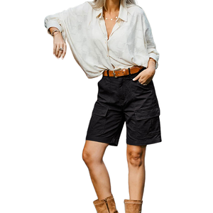 <b>Women's</b> High Breathable Quick Dry Lightweight <b>Knee</b> <b>Length</b> Summer Wear Travelling Use Athletic Casual <b>Cargo</b> <b>Shorts</b> 100% Cotton - Product Image 5