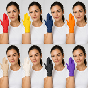 Gants en nitrile jetables multicolores sans poudre, gants de sécurité pour le nettoyage industriel et médical - Product Image 3