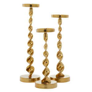 Table Top Set of Home Decor Brass Material Gold Plated Shinny <b>Candle</b> <b>Holder</b> Christmas Decoration - Product Image 3
