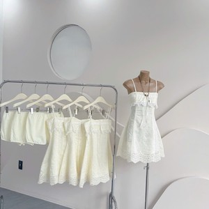 Sweet <b>White</b> Lace Strapless <b>Maxi</b> A-Line Fitted Breathable Party Solid Square Collar High Waist Vintage Romantic <b>Dress</b> - Product Image 2