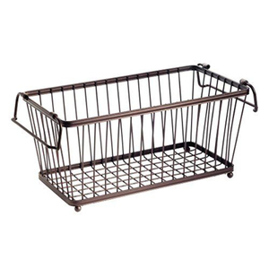 Rectangle Shape Metal <b>Wire</b> <b>Storage</b> <b>Basket</b> in Black Color Use <b>for</b> Home and Kitchen Counter Top <b>Basket</b> With Handles - Product Image 1
