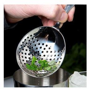 Cuchara Coladora de Acero Inoxidable Plateado con Diseño Clásico Ecológico y Forma de Concha, con Mango Corto, para Mezclar Vino en Bar - Product Image 1