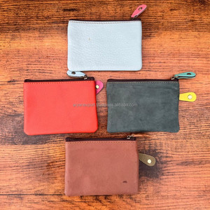 Cartera pequeña de cuero reciclado hecha a mano, monedero occidental de cuero colorido con cremallera para mujer, Cartera de cuero personalizada - Product Image 5