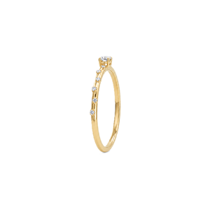 Bague Solitaire Minimaliste en Diamant Rond de Laboratoire, Or Massif 9K 10K 14K 18K, Bague Délicate à Sept Pierres - Product Image 4