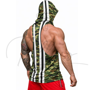 Camisetas sin mangas con capucha para hombre, de poliéster/algodón, cuello redondo, ecológicas, ajustadas, informales, transpirables, para gimnasio, fitness, verano. - Product Image 5