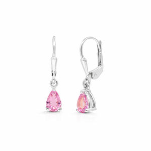 Boucles d'oreilles en argent sterling 925 avec tourmaline rose taille poire, fermoir à levier, plaqué or 1 micron, bijoux de créateur - Product Image 2