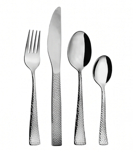Modern Stainless Steel Flatware Set With Hammered Handle Design High <b>Mirror</b> Polish Rust Resistant For Wedding Dining - Product Image 1